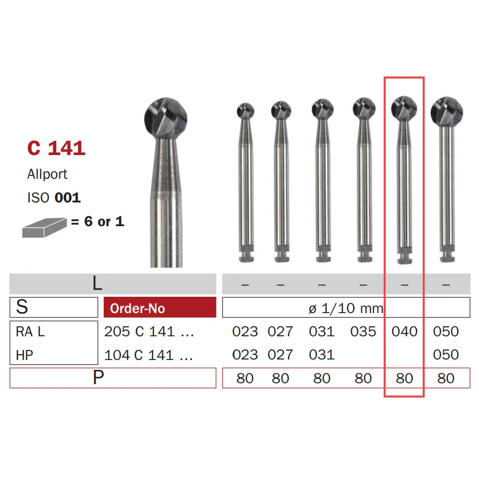 Surgical Carbide Bur, Long RA 040, Round, Bone Cutter