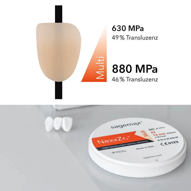 NexxZr +, A2, 98, 16mm, HT+, Multi, Zirconia Disc Block
