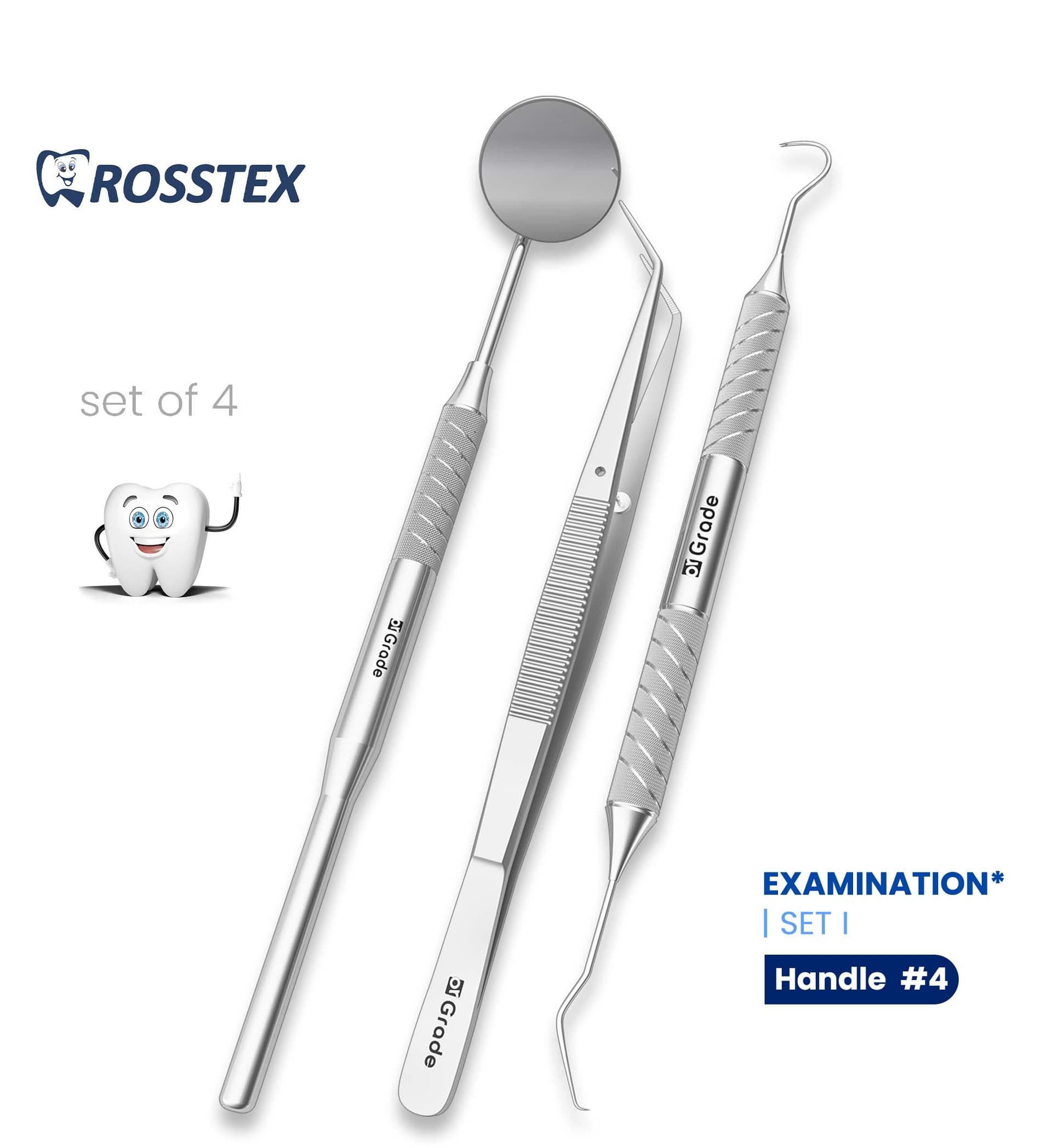 Dental Examination Set, 4 Pcs, Handle No. 4