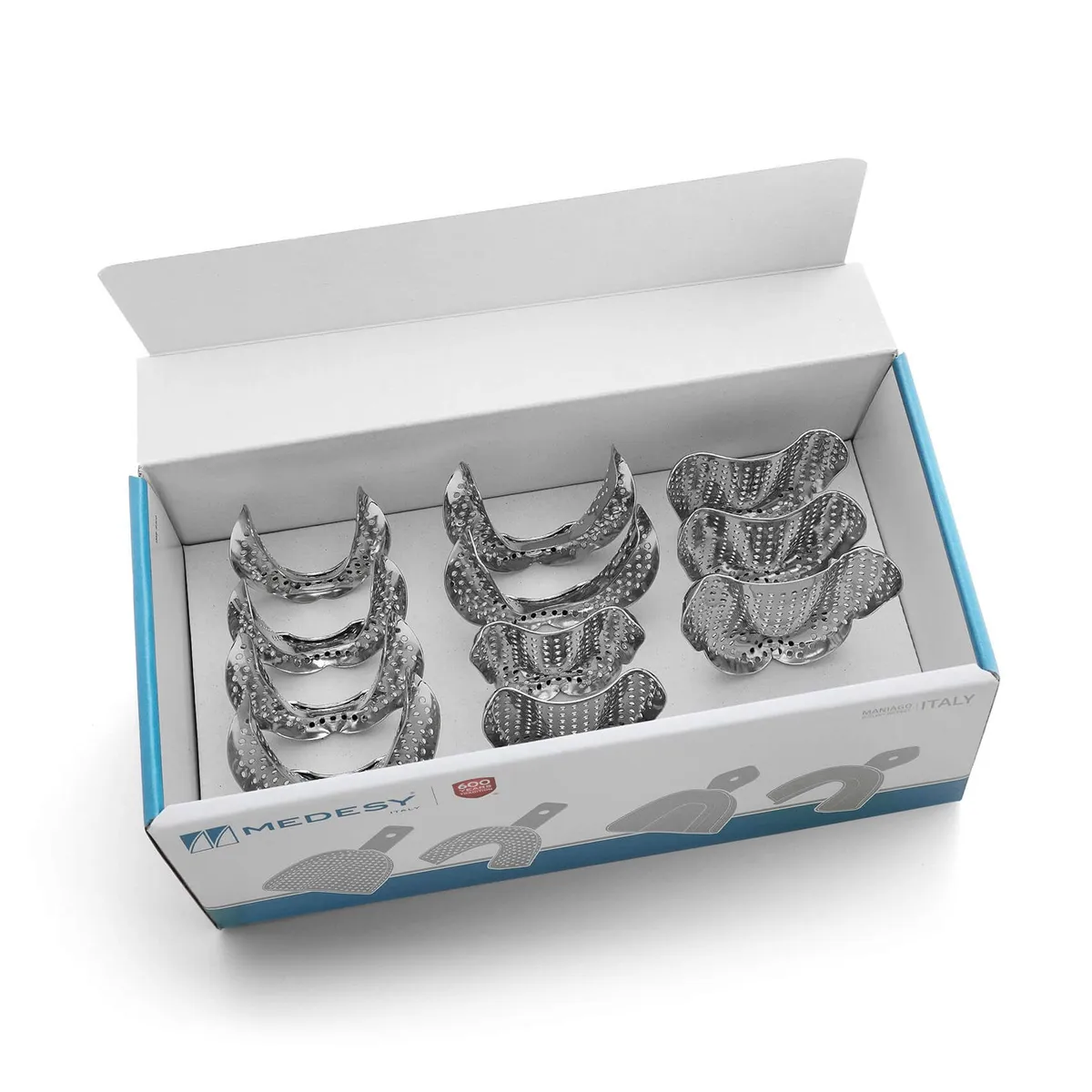 Impression Trays, Stainless Steel, Edentulous, Perforated, Set/11