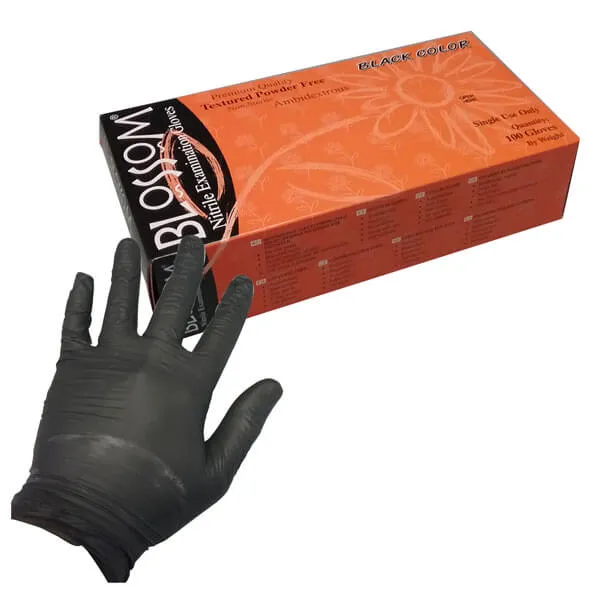 Powder Free Nitrile Exam Gloves, Large (Black Soft), PK/100